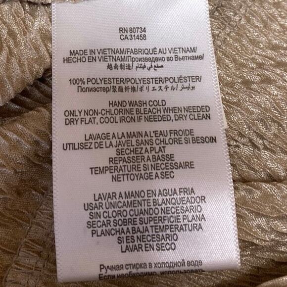 BCBGeneration Womens Beige Metallic Short Sleeve Cutout Blouse Shirt Top Size S - Picture 4 of 4